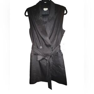 NWT Jason Wu Double Breasted Notch Collar Belted Black Linen Vest Staple Medium